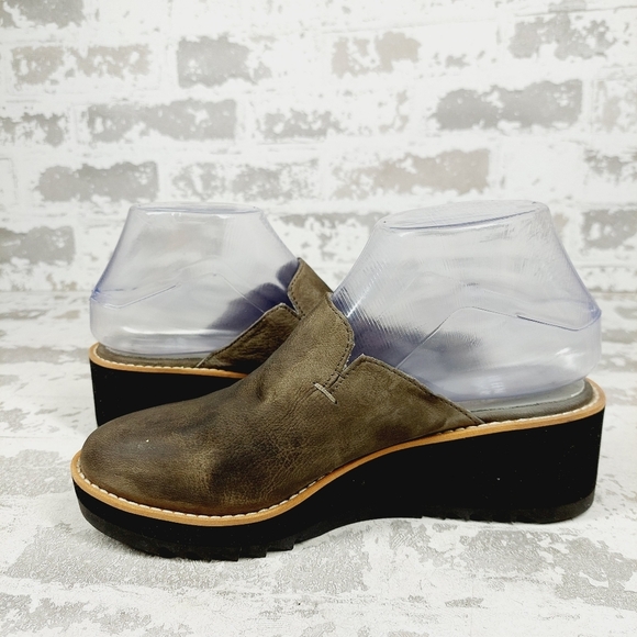 New Eileen Fisher Loti Brown Leather Platform Clogs T588 - Picture 6 of 12